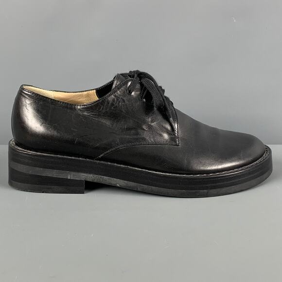 ANN DEMEULEMEESTER Size 7.5 Black Leather Platform Lace Up Shoes - Picture 1 of 7